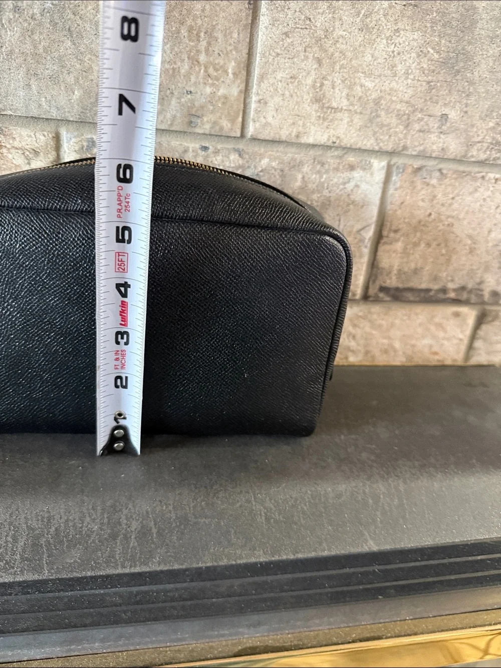 Coach Black Leather Wristlet Travel Pouch with Gold Logo